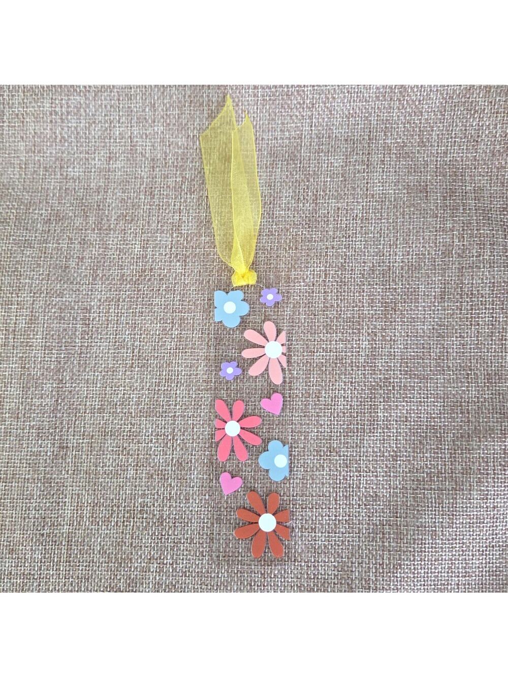 Boho Floral Clear Acrylic Bookmark Retro 70s Gift for Reader Book Accessory